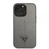 Guess iPhone 13 Pro Skal Saffiano Metal Triangle Silver