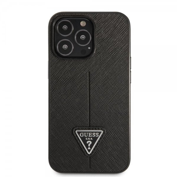 Guess iPhone 13 Pro Skal Saffiano Metal Triangle Svart