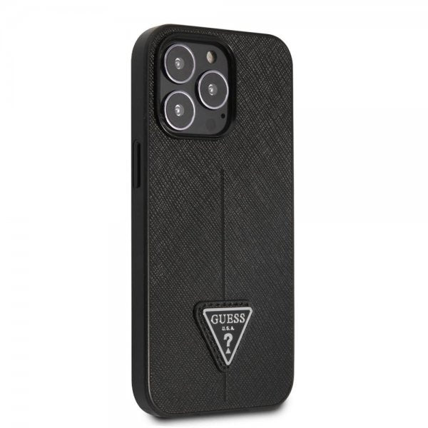 Guess iPhone 13 Pro Skal Saffiano Metal Triangle Svart