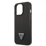 Guess iPhone 13 Pro Skal Saffiano Metal Triangle Svart