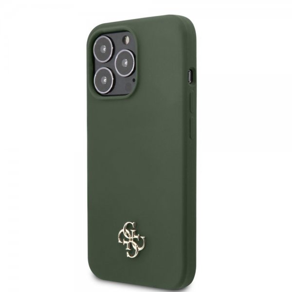 Guess iPhone 13 Pro Skal Silicone Metal Logo 4G Grön