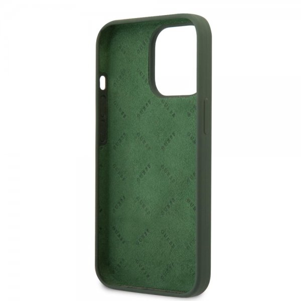 Guess iPhone 13 Pro Skal Silicone Metal Logo 4G Grön