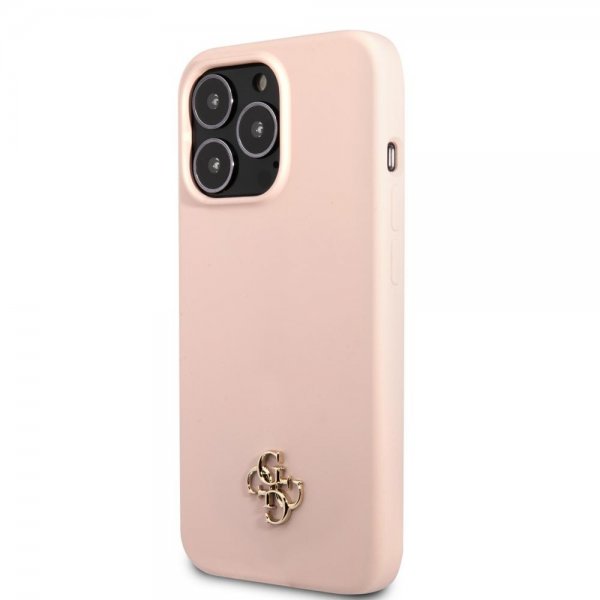 Guess iPhone 13 Pro Skal Silicone Metal Logo 4G Light Pink
