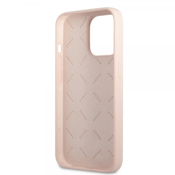 Guess iPhone 13 Pro Skal Silicone Metal Logo 4G Light Pink