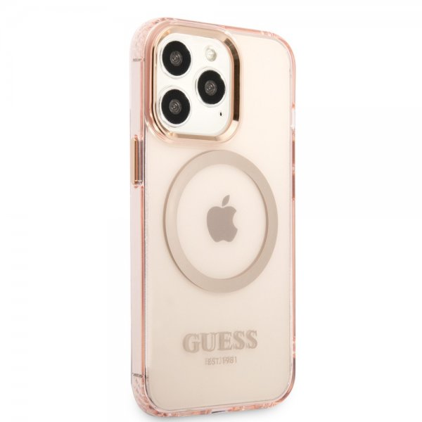 Guess iPhone 13 Pro Skal Translucent MagSafe Rosa