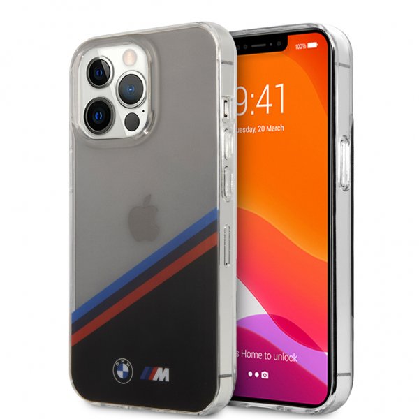 BMW iPhone 13 Pro Skal Tricolor Stripe Transparent Svart