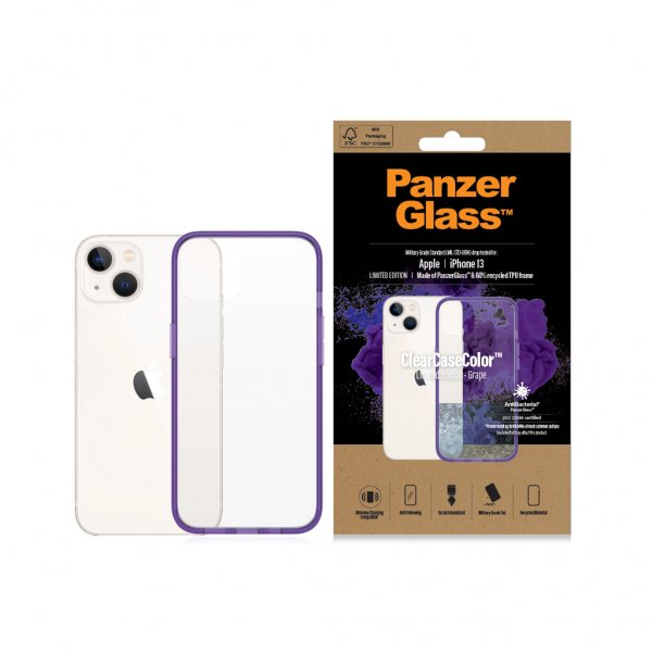 PanzerGlass iPhone 13 Skal ClearCase Color Grape