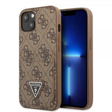 Guess iPhone 13 Skal Double Cardslot Metal Triangle Brun