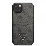 Guess iPhone 13 Skal Double Cardslot Metal Triangle Svart