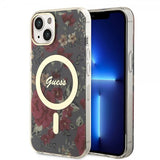 Guess iPhone 13 Skal Flower MagSafe Kaki