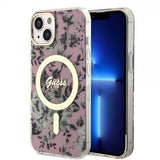 Guess iPhone 13 Skal Flower MagSafe Rosa