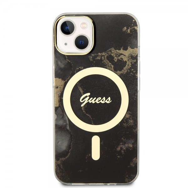 Guess iPhone 13 Skal Golden Marble MagSafe Svart