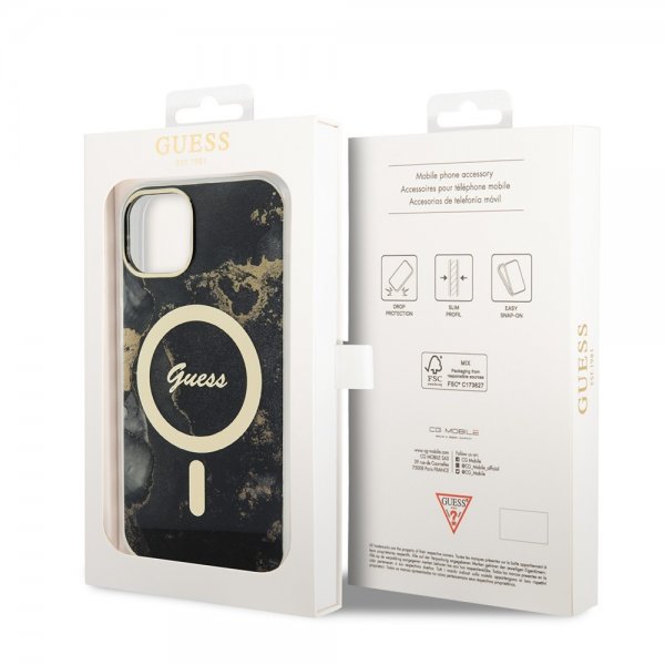 Guess iPhone 13 Skal Golden Marble MagSafe Svart