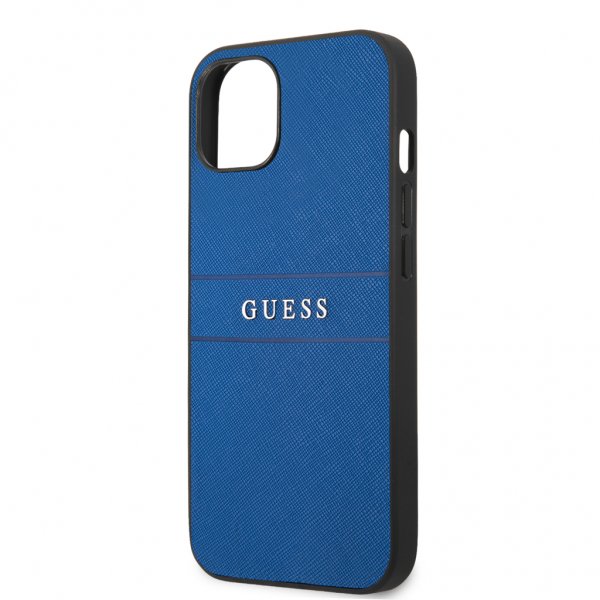 Guess iPhone 13 Skal Hot Stamp Metal Logo Blå
