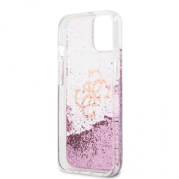 Guess iPhone 13 Skal Liquid Glitter Rosa