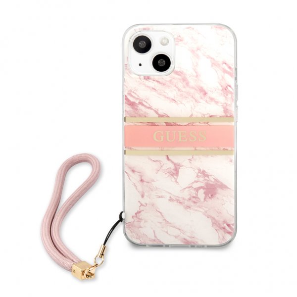 Guess iPhone 13 Skal Marble Design Stripe Rosa