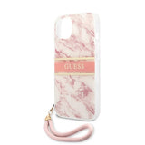 Guess iPhone 13 Skal Marble Design Stripe Rosa