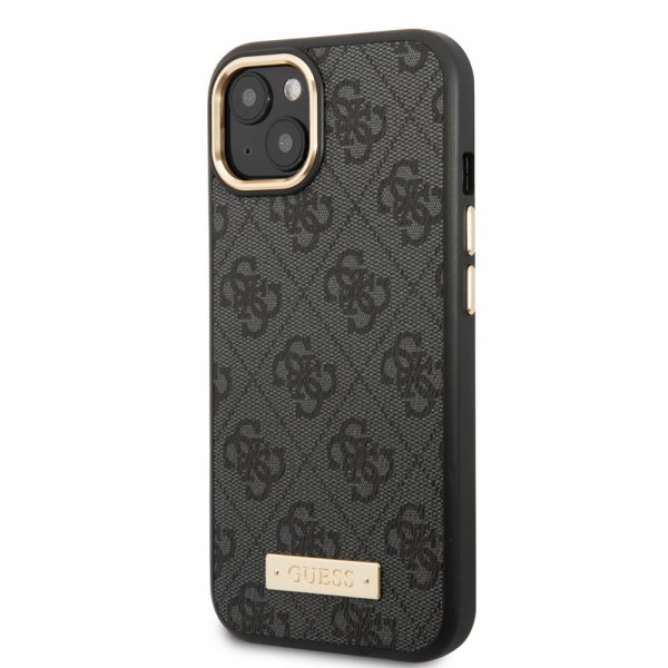Guess iPhone 13 Skal Metal Plate Logo MagSafe Svart