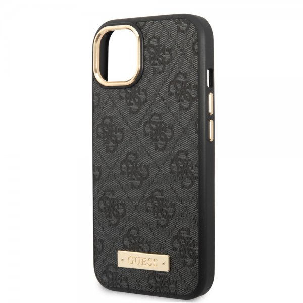 Guess iPhone 13 Skal Metal Plate Logo MagSafe Svart