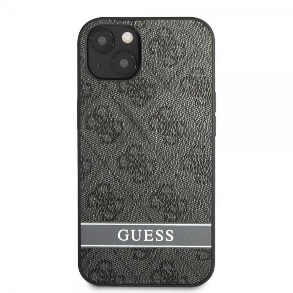 Guess iPhone 13 Skal Printed Stripe Bottom Grå