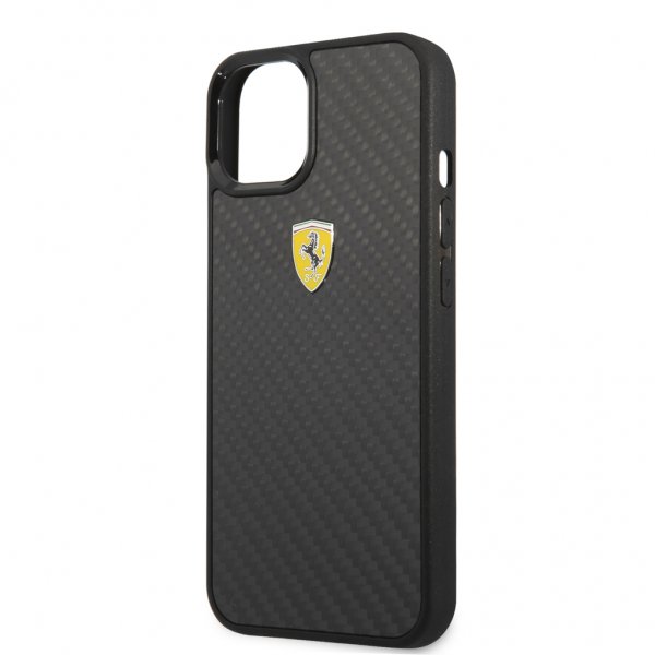 Ferrari iPhone 13 Skal Real Carbon Metal Logo Svart