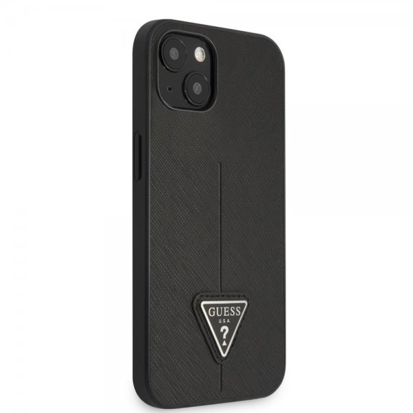 Guess iPhone 13 Skal Saffiano Metal Triangle Svart