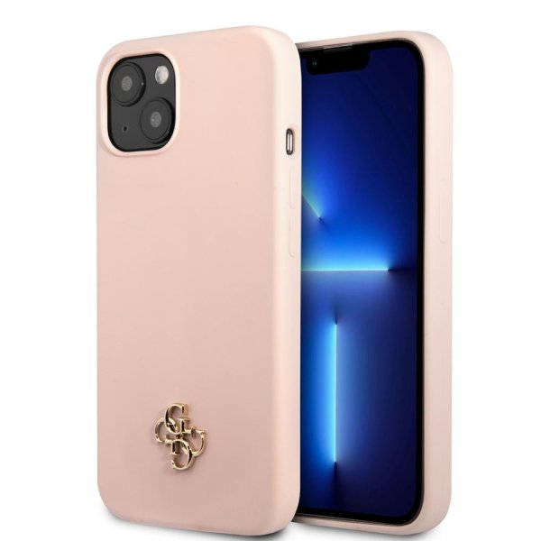 Guess iPhone 13 Skal Silicone Metal Logo 4G Light Pink
