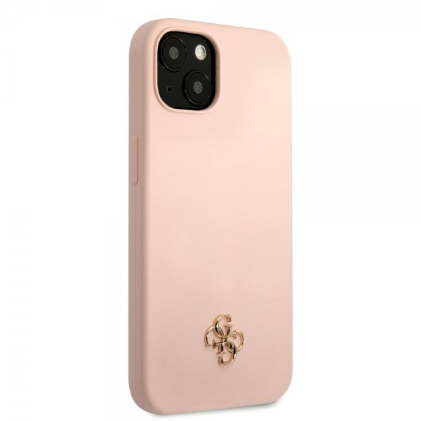 Guess iPhone 13 Skal Silicone Metal Logo 4G Light Pink