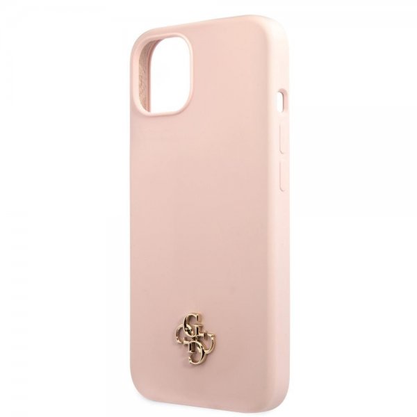 Guess iPhone 13 Skal Silicone Metal Logo 4G Light Pink
