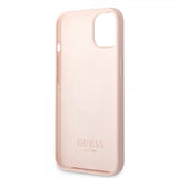 Guess iPhone 13 Skal Silicone Metal Plate MagSafe Rosa