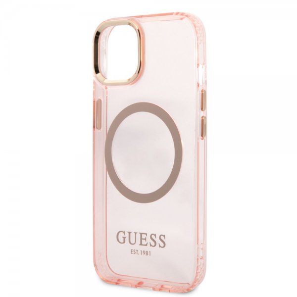 Guess iPhone 13 Skal Translucent MagSafe Rosa