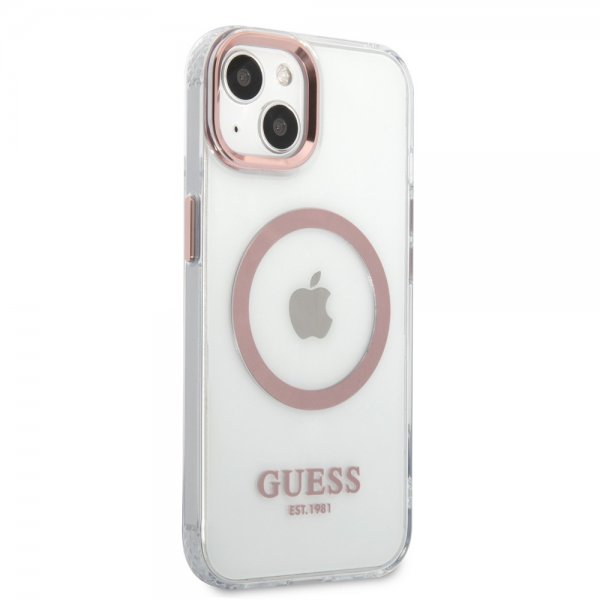 Guess iPhone 13 Skal Transparent MagSafe Rosa Transparent