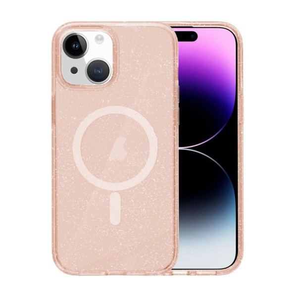 iPhone 13/iPhone 14 Skal Glitter MagSafe Guld