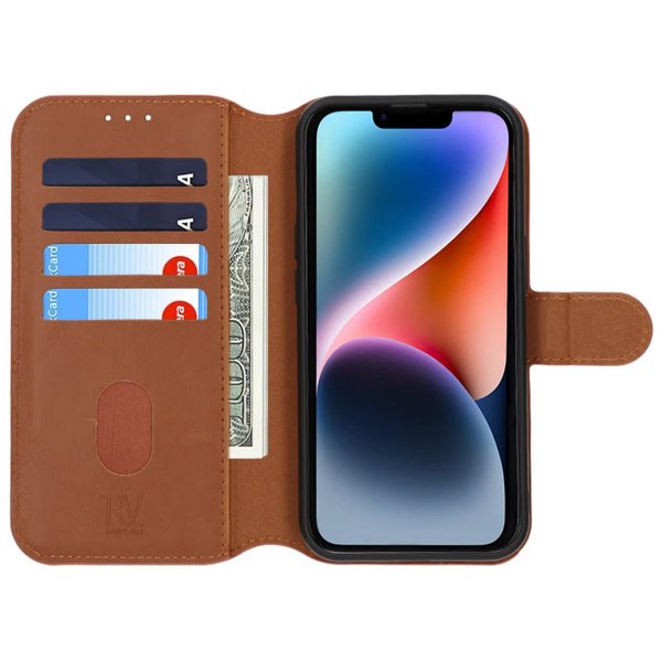 Rvelon iPhone 13/iPhone 14 Fodral Magnetiskt Avtagbart Skal Brun