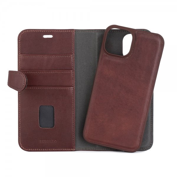 Buffalo iPhone 13/14/15 Fodral 2-in-1 Detachable Wallet Brun