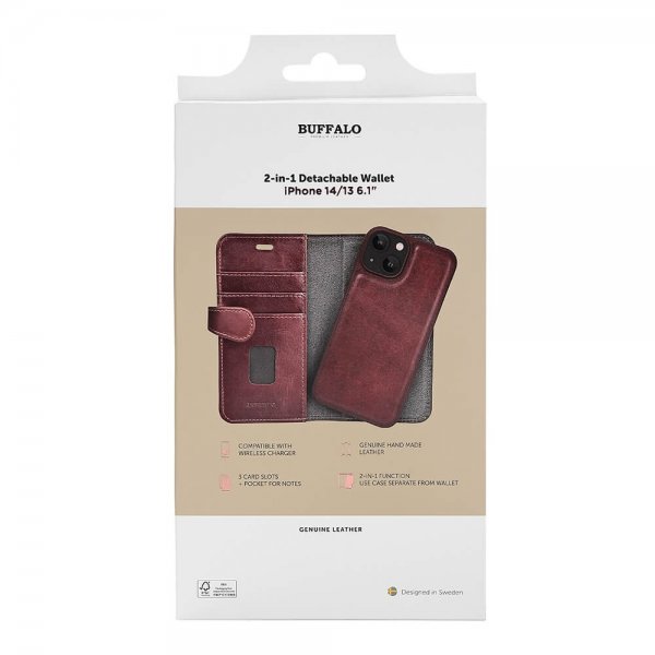 Buffalo iPhone 13/14/15 Fodral 2-in-1 Detachable Wallet Brun