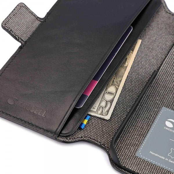 Krusell iPhone 14 Fodral Leather PhoneWallet Svart