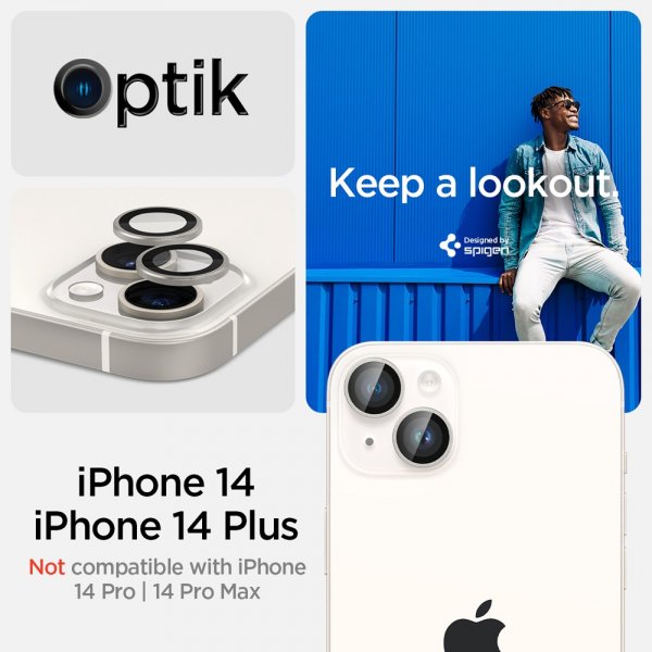 Spigen iPhone 14/iPhone 14 Plus Kameraskydd GLAS.tR EZ Fit Optik Pro Starlight 2-pack