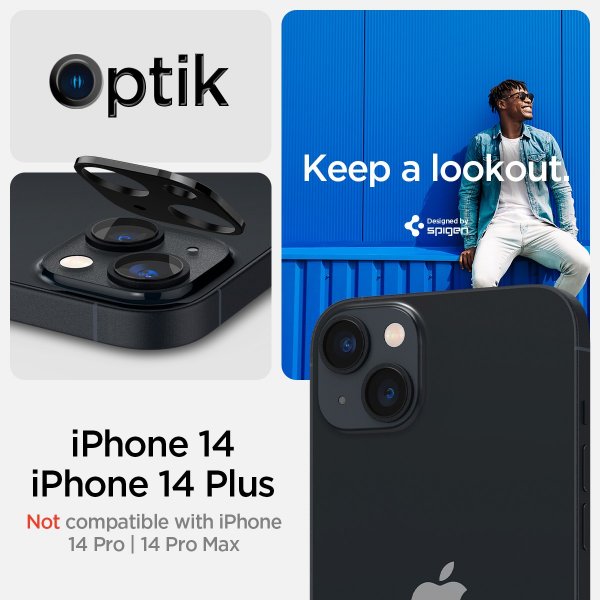 Spigen iPhone 14/iPhone 14 Plus Kameraskydd Glas.tR Optik 2-pack Svart