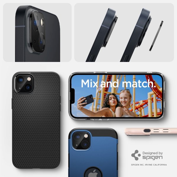 Spigen iPhone 14/iPhone 14 Plus Kameraskydd Glas.tR Optik 2-pack Svart
