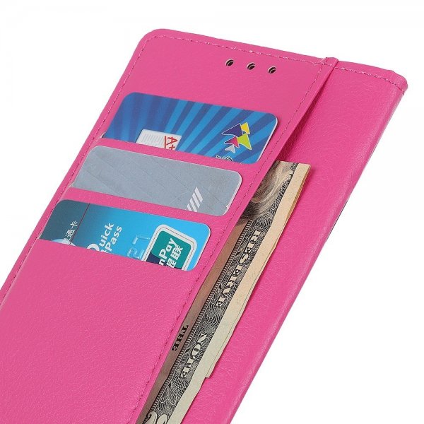 iPhone 14 Plus Fodral Litchi Magenta
