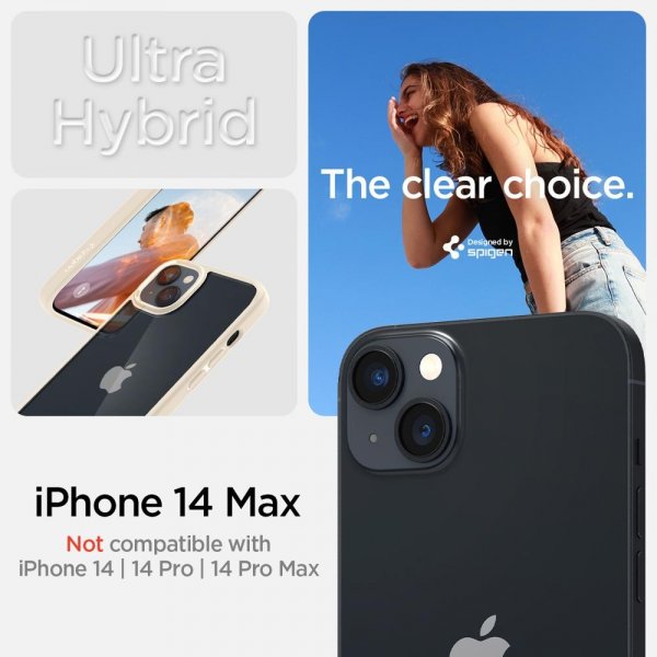 Spigen iPhone 14 Plus Skal Crystal Hybrid Sand Beige