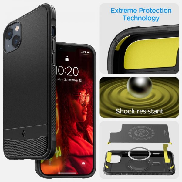 Spigen iPhone 14 Plus Skal Rugged Armor MagFit Matte Black