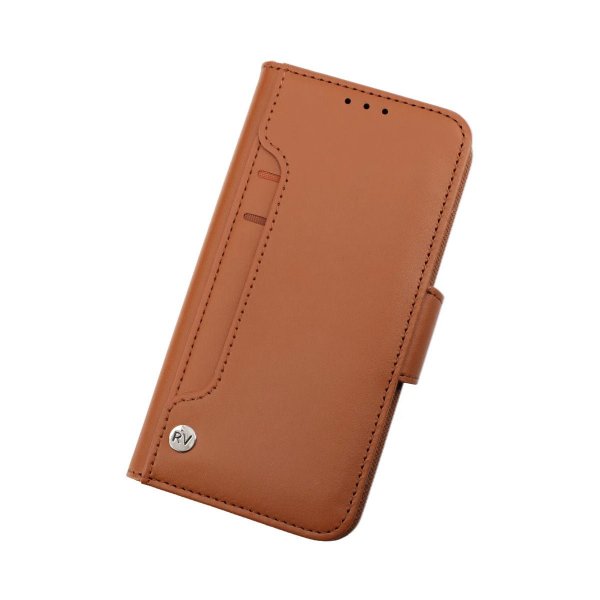 Rvelon iPhone 14 Fodral Utfällbart Kortfack Brun