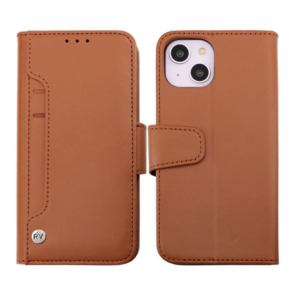 Rvelon iPhone 14 Fodral Utfällbart Kortfack Brun