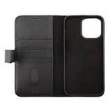 Rvelon iPhone 14 Fodral Äkta läder Kortfack Svart
