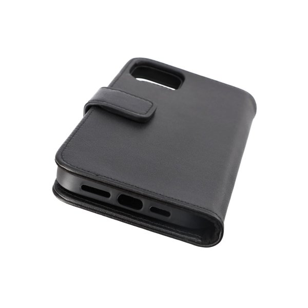 Rvelon iPhone 14 Fodral Äkta läder Kortfack Svart