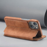 Lc.Imeeke iPhone 14 Plus Fodral Flip Ljusbrun
