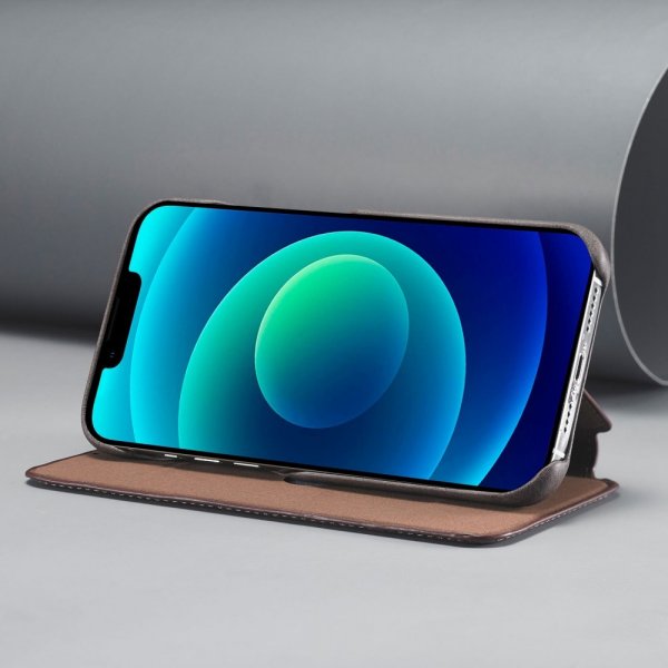 Lc.Imeeke iPhone 14 Plus Fodral Flip Mörkbrun