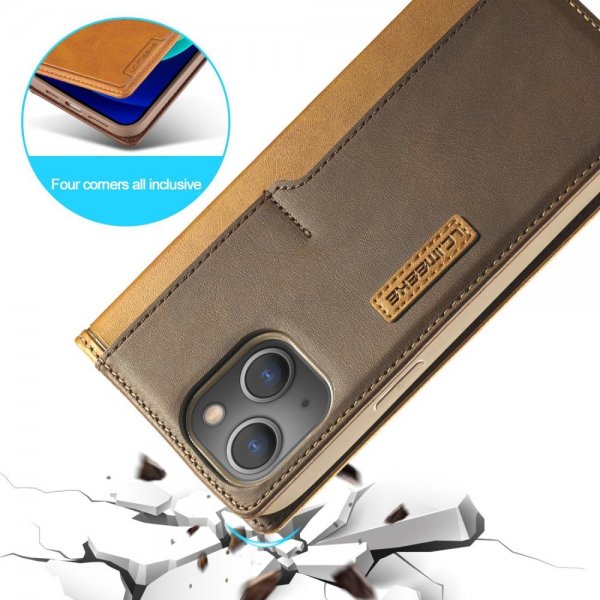 Lc.Imeeke iPhone 14 Plus Fodral Kortfack Utsida Brun